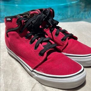 Vans vintage mid top red skate shoe